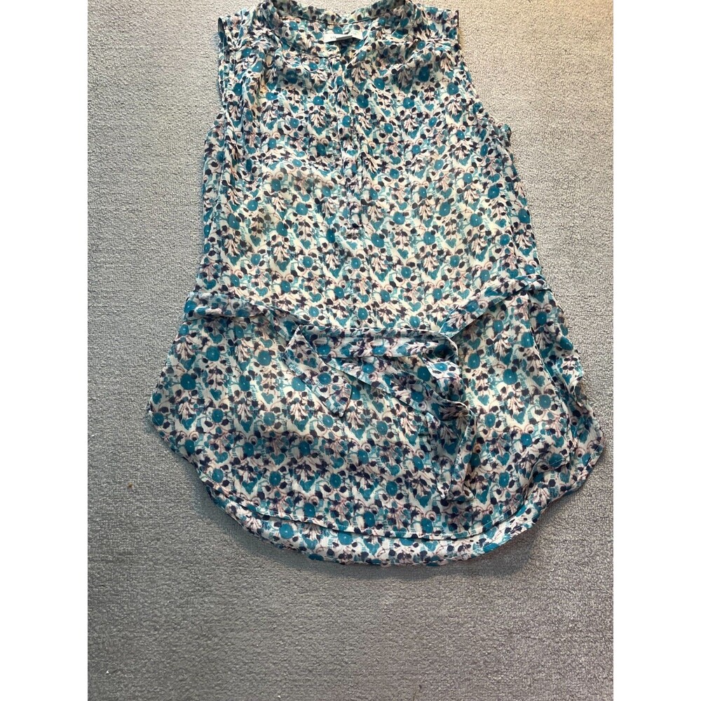 Liz Claiborne Sleeveless Top womens Medium M Blue White lightweight polyester